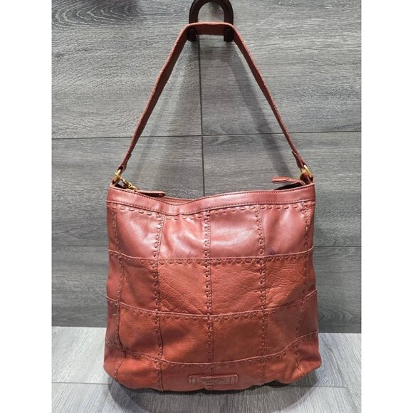 American Leather Co. Heritage Leather Zip Top Bucket Hobo bag Brandy A664479 - Picture 1 of 8